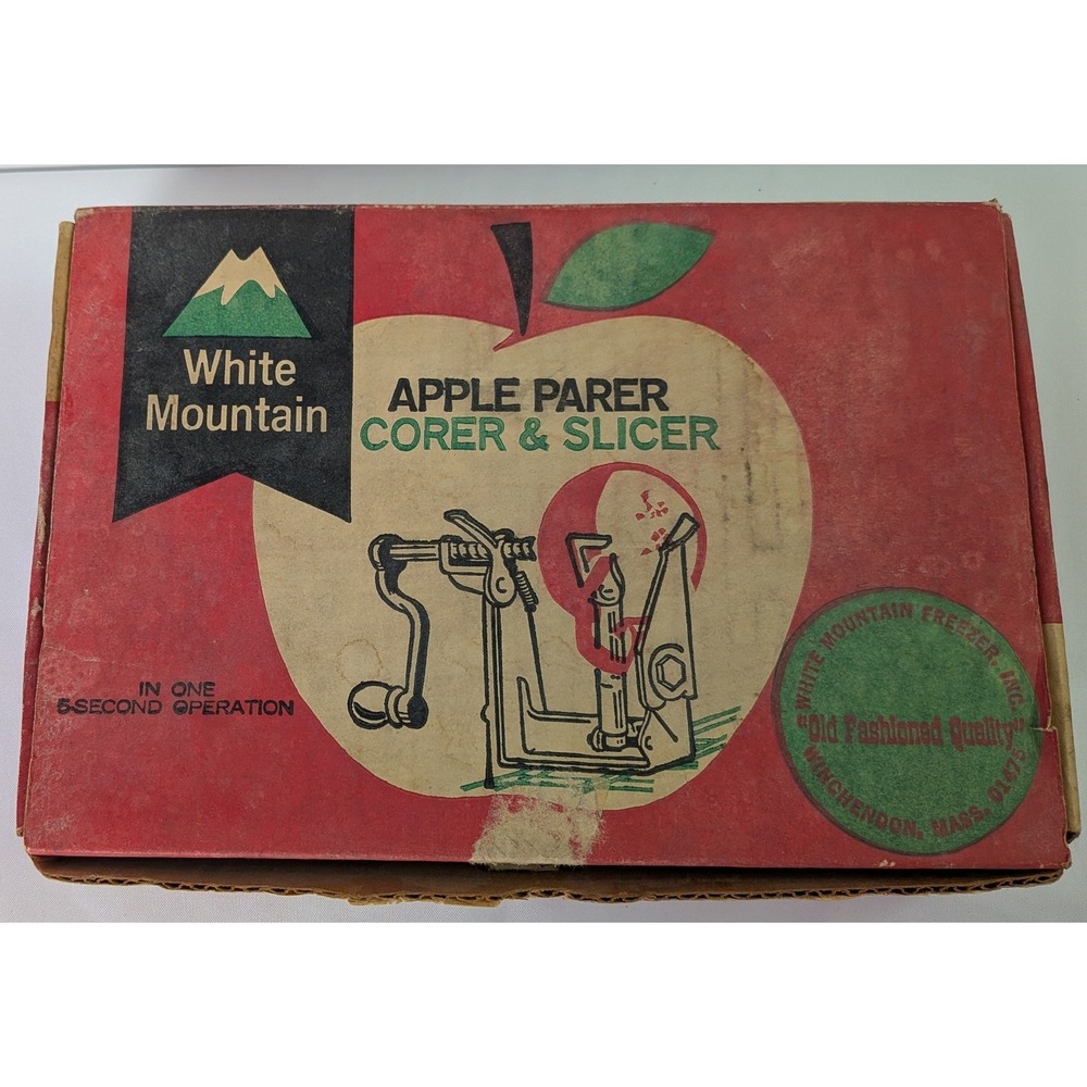 White Mountain Apple Parer Corer Slicer Green Cast Iron Vintage Tool Boxed USA